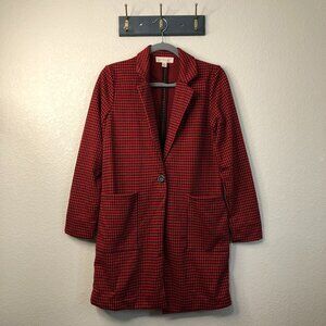 Philosophy Red Black Long Sleeve Blazer Coat Women's XS Herringbone Work Career